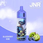 Vape jetable JNR Alien Blueberry Kiwi avec design extraterrestre vibrant, saveur myrtille et kiwi, capacité de 10000 Puffs et batterie de 850mAh.