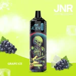 Vape jetable JNR Alien Grape Ice avec design extraterrestre original, saveur raisin glacé, capacité de 10000 Puffs et batterie de 850mAh.