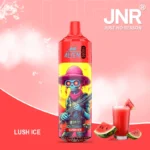 Vape jetable JNR Alien Lush Ice avec design extraterrestre audacieux, saveur pastèque glacée, capacité de 10000 Puffs et batterie de 850mAh.