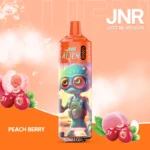Vape jetable JNR Alien Peach Berry avec design extraterrestre vibrant, saveur pêche et fruits rouges, capacité de 10000 Puffs et batterie de 850mAh.