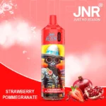 Vape jetable JNR Alien Strawberry Pomegranate avec design extraterrestre audacieux, saveur fraise et grenade, capacité de 10000 Puffs et batterie de 850mAh.