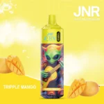 Vape jetable JNR Alien Tripple Mango avec design extraterrestre coloré, saveur intense de mangue triple, capacité de 10000 puff et batterie de 850mAh.