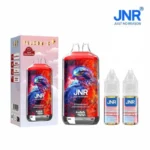 JNR Falcon-X disposable vape featuring Strawberry Watermelon Ice flavor with two 10mL e-liquid bottles and a vibrant eagle design.