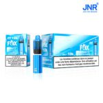 JNR Fox 10k Blueberry Ice vape, with a blue design, 10,000 puffs capacity, and a box with a nicotine warning in French.