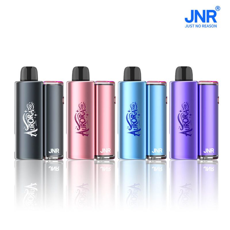JNR Aurora 30K pod system in multiple colors offering smooth vaping with enhanced performance.